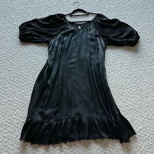 Raquel Allegra black satin tunic dress